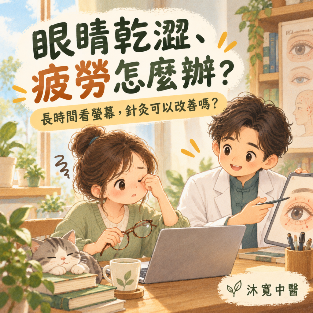 眼睛乾澀、疲勞怎麼辦?長時間看電腦,中醫針灸可以改善嗎?|板橋沐寬中醫 沐寬中醫診所 沐寬中醫診所